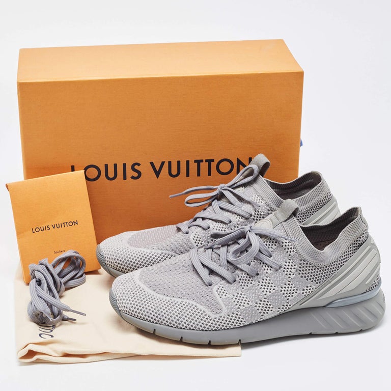 Louis Vuitton Grey Knit Fabric Fastlane Sneakers For Sale at 1stDibs