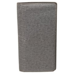 Louis Vuitton Grey Leather Brazza Wallet with leather, gold-tone hardware