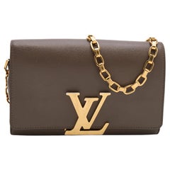 Louis Vuitton Grey Leather Chain Louise MM Bag