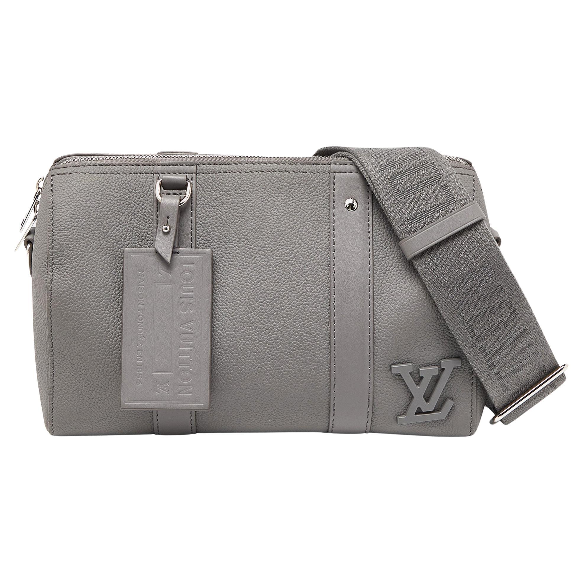 Louis Vuitton Grey Leather City Keepall Bag For Sale