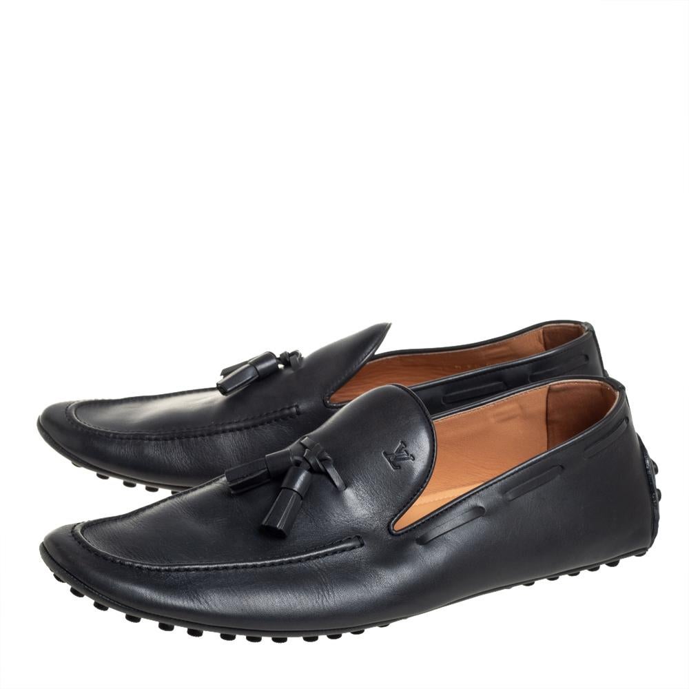 Louis Vuitton Grey Leather Imola Tassel Slip On Loafers Size 42.5 2