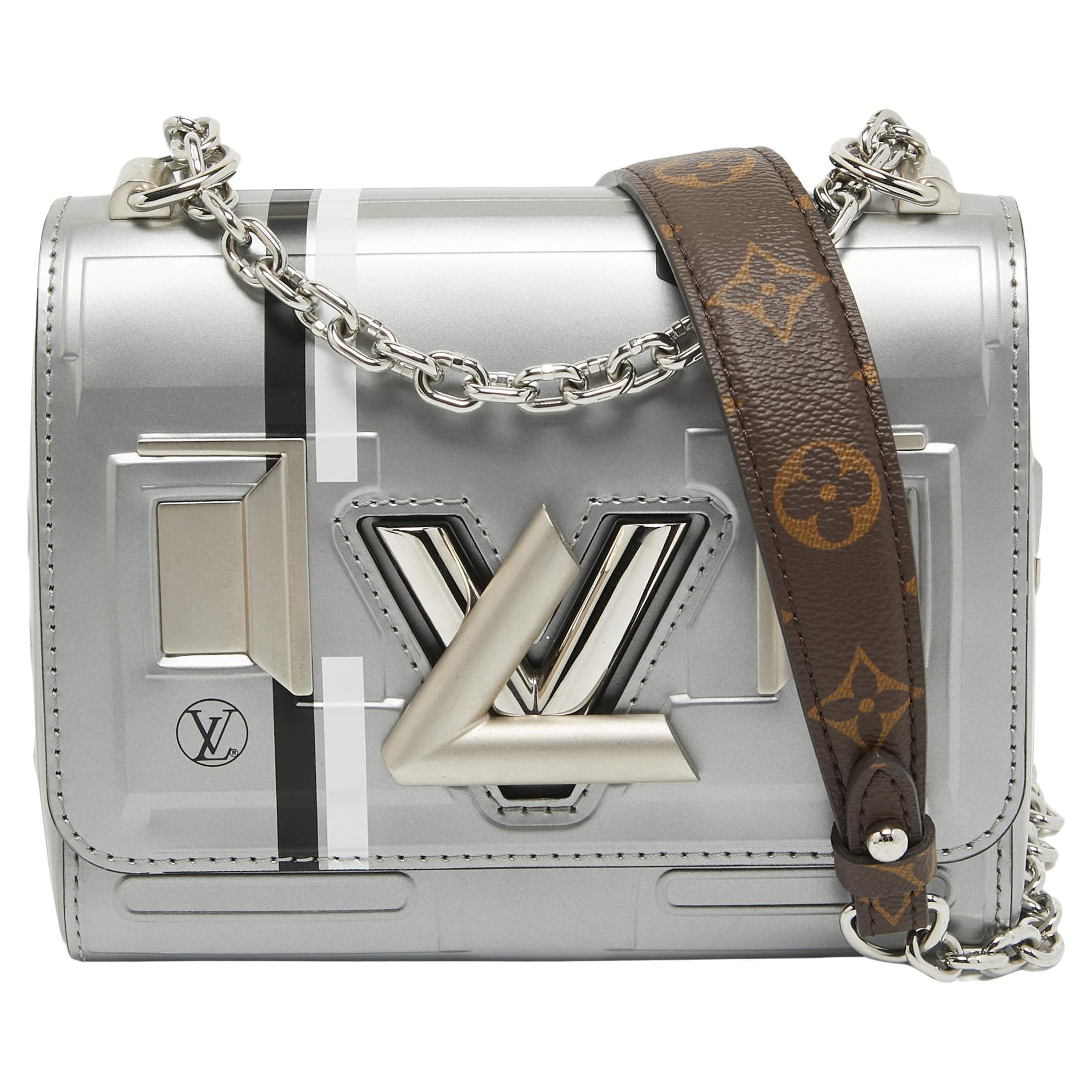 Louis Vuitton Grey Leather Spaceship Twist PM Bag For Sale