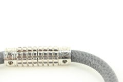 Louis Vuitton Grey Leather x Silver Digit Bracelet 97lk616s