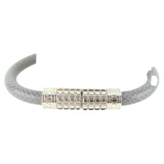 Louis Vuitton Grey Leather x Silver Digit Bracelet 97lk616s