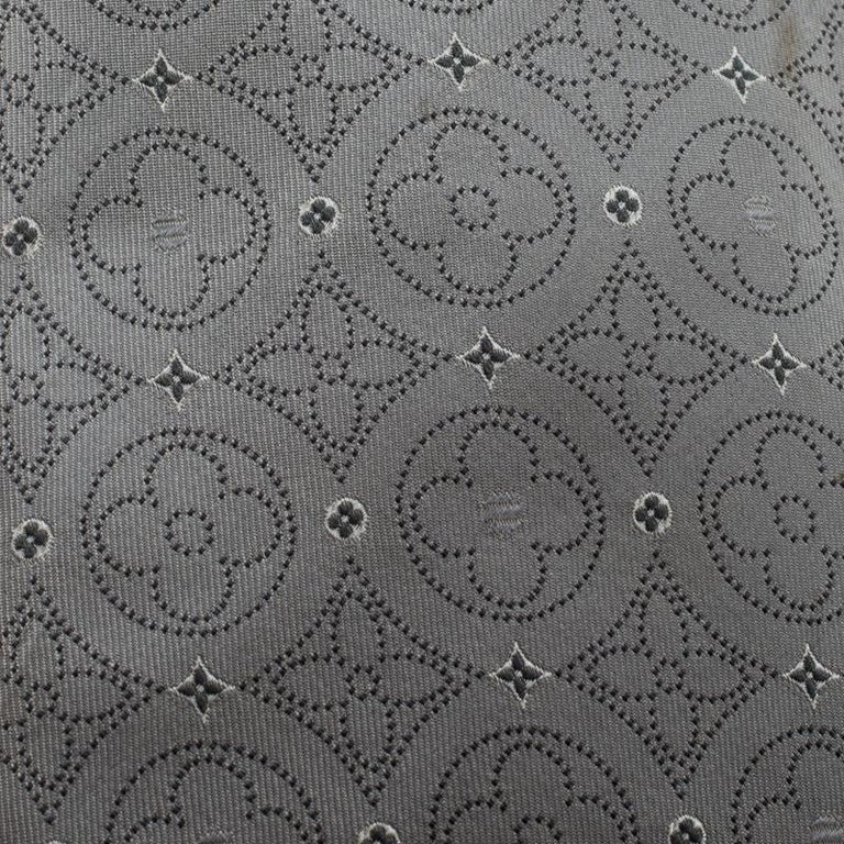 Louis Vuitton Grey Logo Embroidered Silk Quatrefoil Jacquard Tie For ...