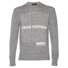 Louis Vuitton Grey Logo Printed Cashmere & Cotton Knit Sweater S