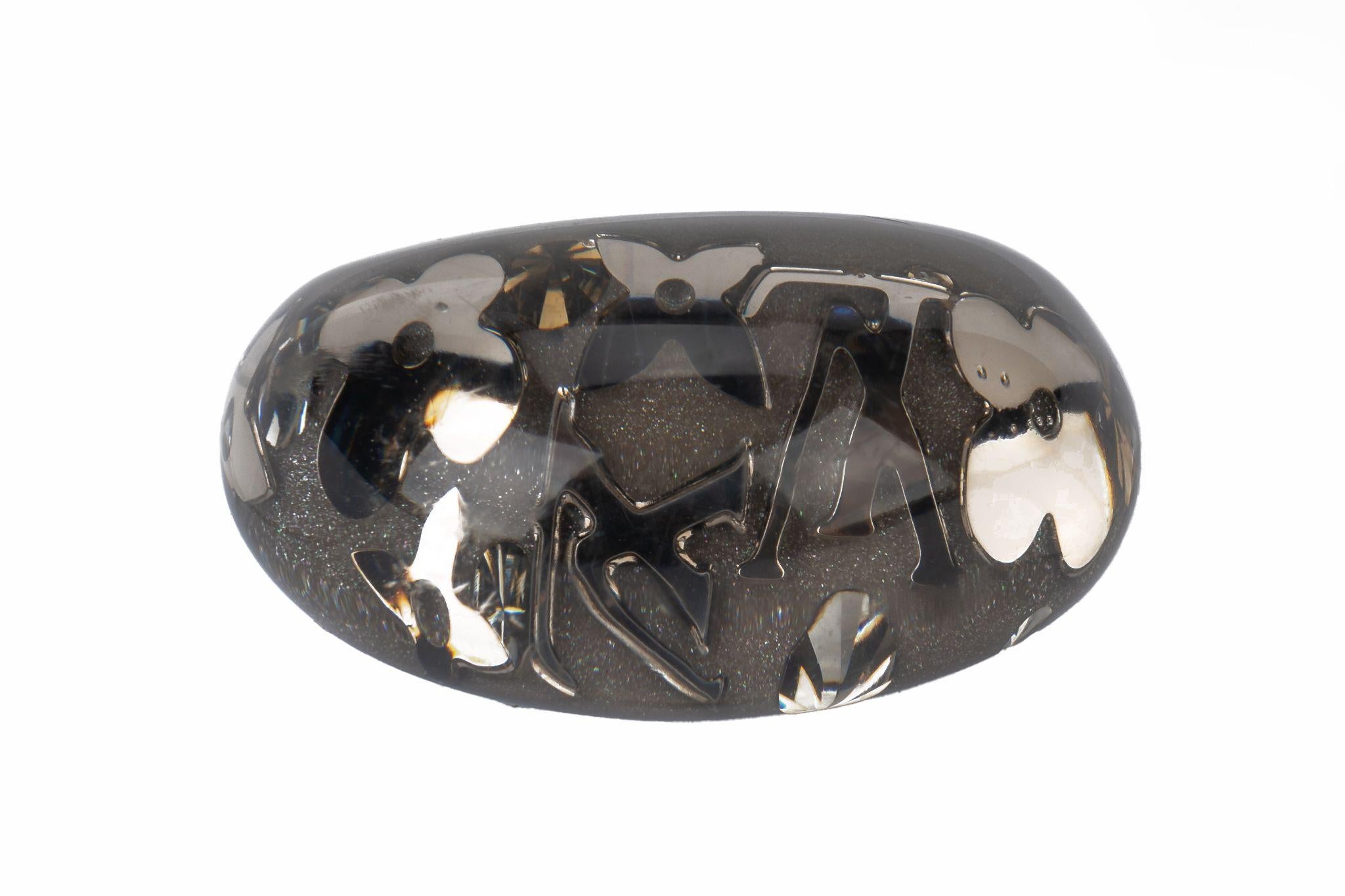 Louis Vuitton Grey Lucite Inlay Ring In Excellent Condition For Sale In West Hollywood, CA