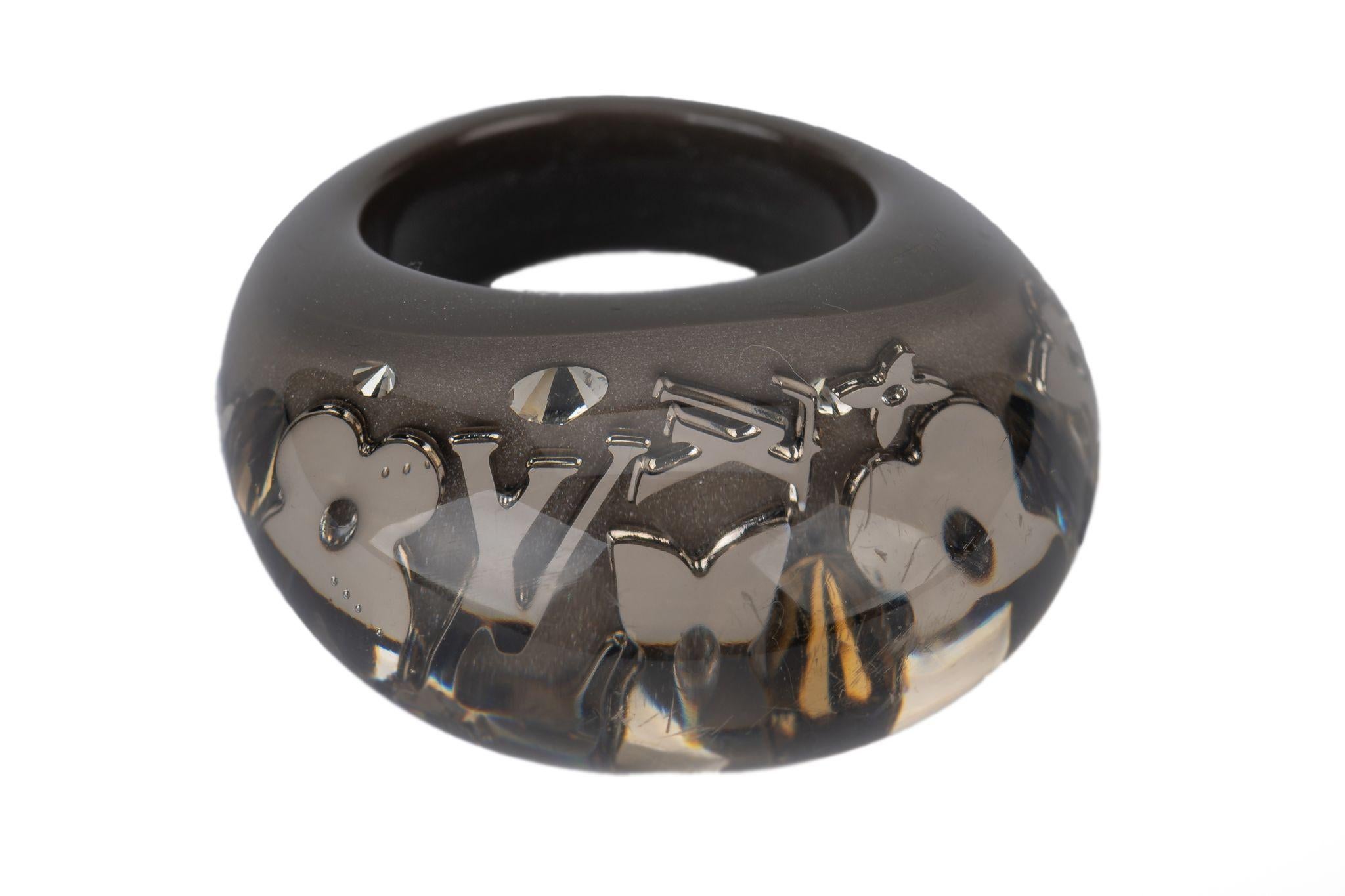 Women's Louis Vuitton Grey Lucite Inlay Ring For Sale