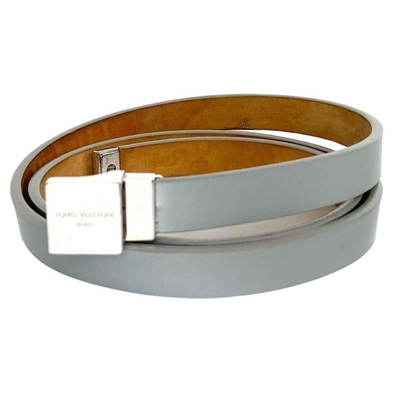 Louis Vuitton Grey Mini Runway and Silver Leather 12al529 Belt For Sale