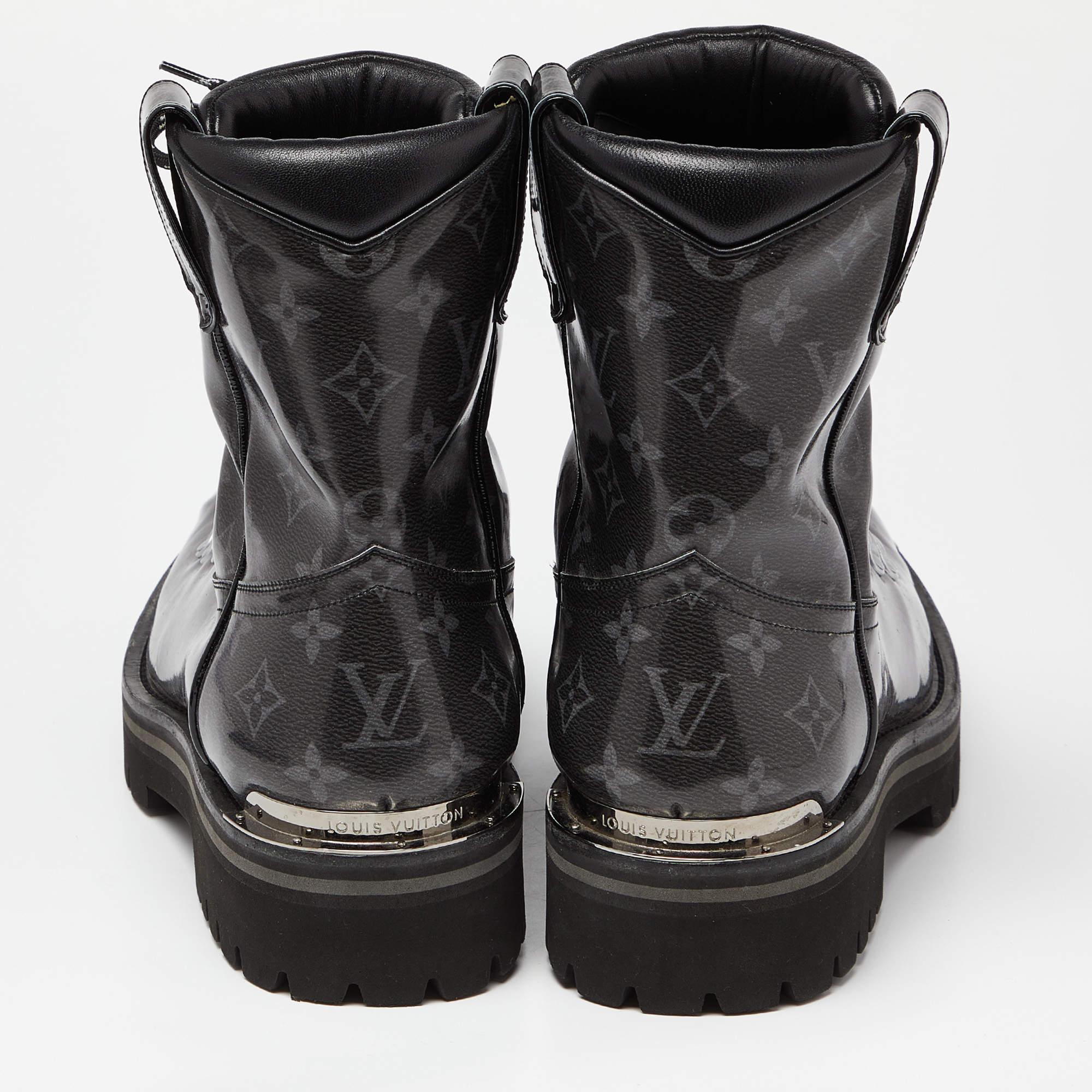Louis Vuitton Grey Monogram Canvas Outland Ankle Boots Size 44 1