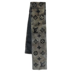 Used Louis Vuitton Grey Monogram Constellation Mink Fur Scarf