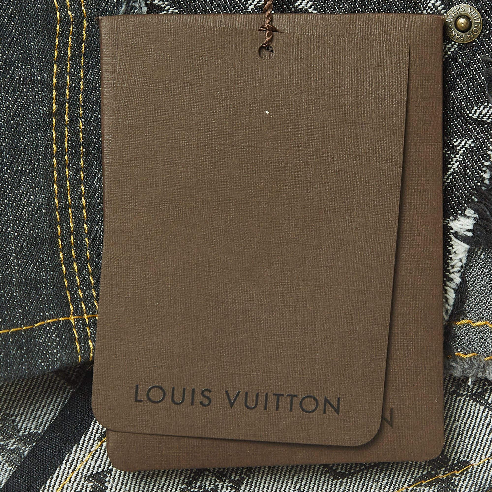 Louis Vuitton Grey Monogram Denim Patch Work Shorts M In Excellent Condition In Dubai, Al Qouz 2