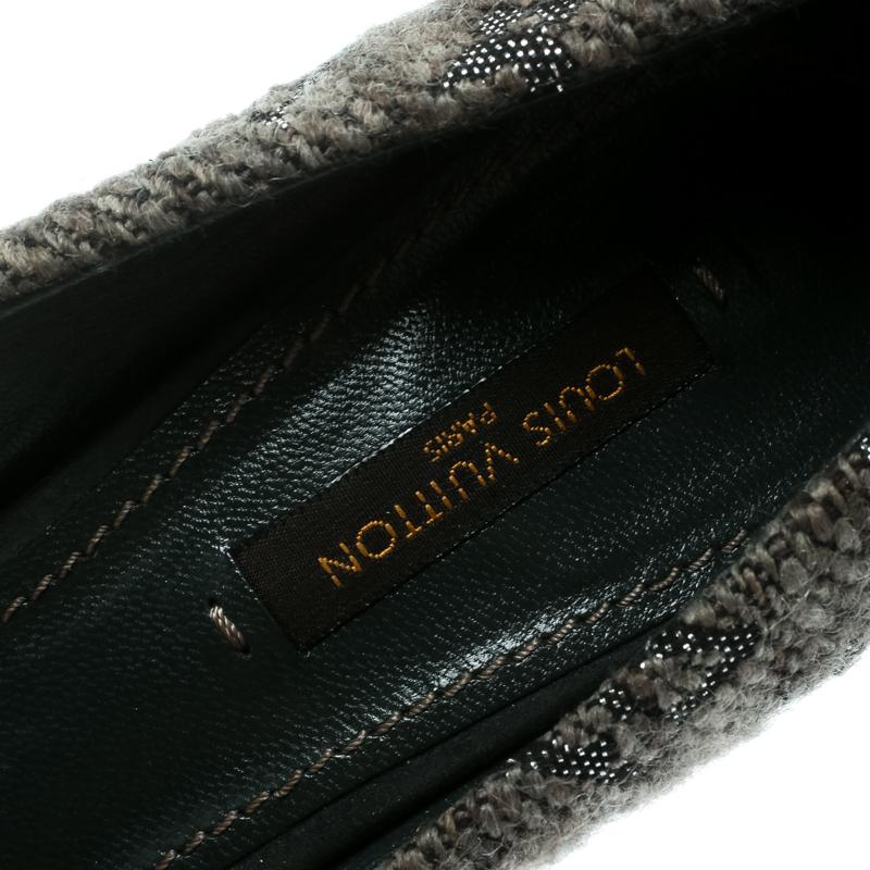 Louis Vuitton Grey Monogram Fabric With Suede Bow Cap Toe Pumps 37.5 1