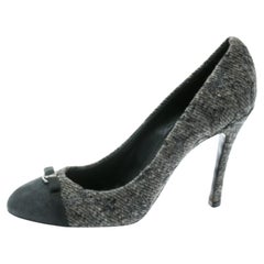 Louis Vuitton Grey Monogram Fabric With Suede Bow Cap Toe Pumps 37.5