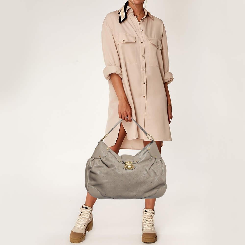 Brown Louis Vuitton Grey Monogram Mahina Leather Solar PM Bag