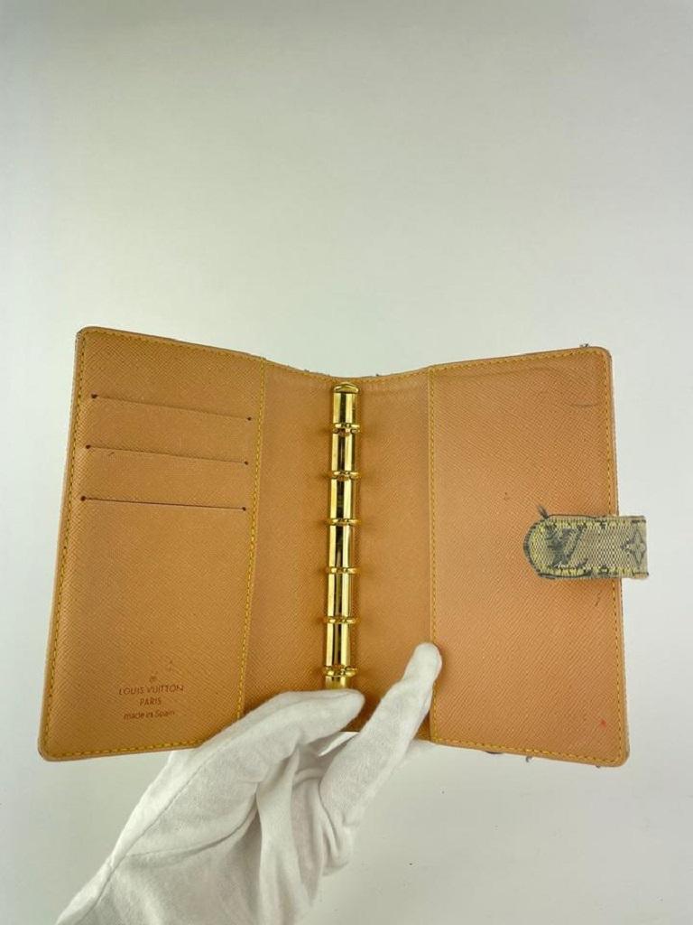 Beige Louis Vuitton Grey Monogram Mini Lin Small Ring Agenda PM Diary Cover 340lvs519 For Sale