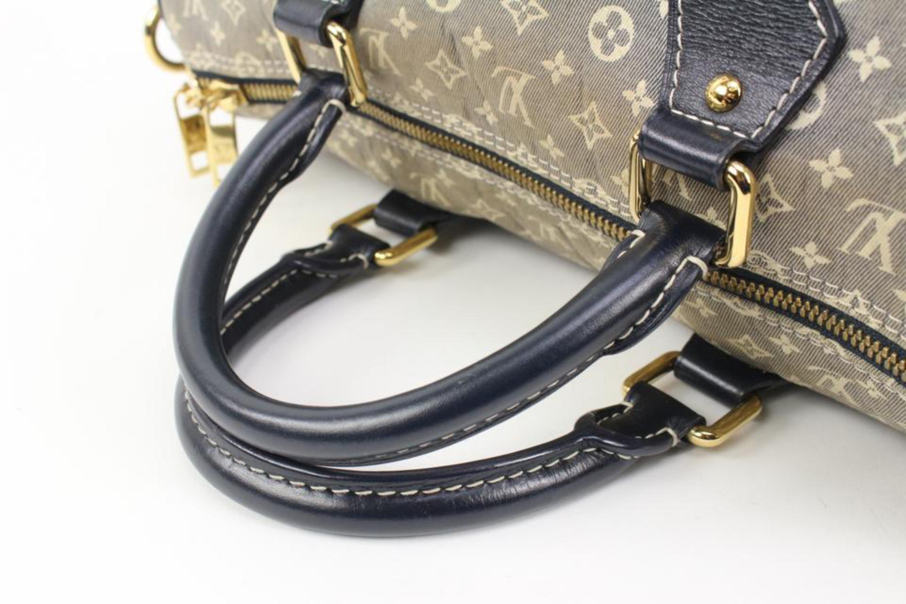 Gray Louis Vuitton Grey Monogram Mini Lin Speedy Bandouliere 30 Boston with Strap  For Sale