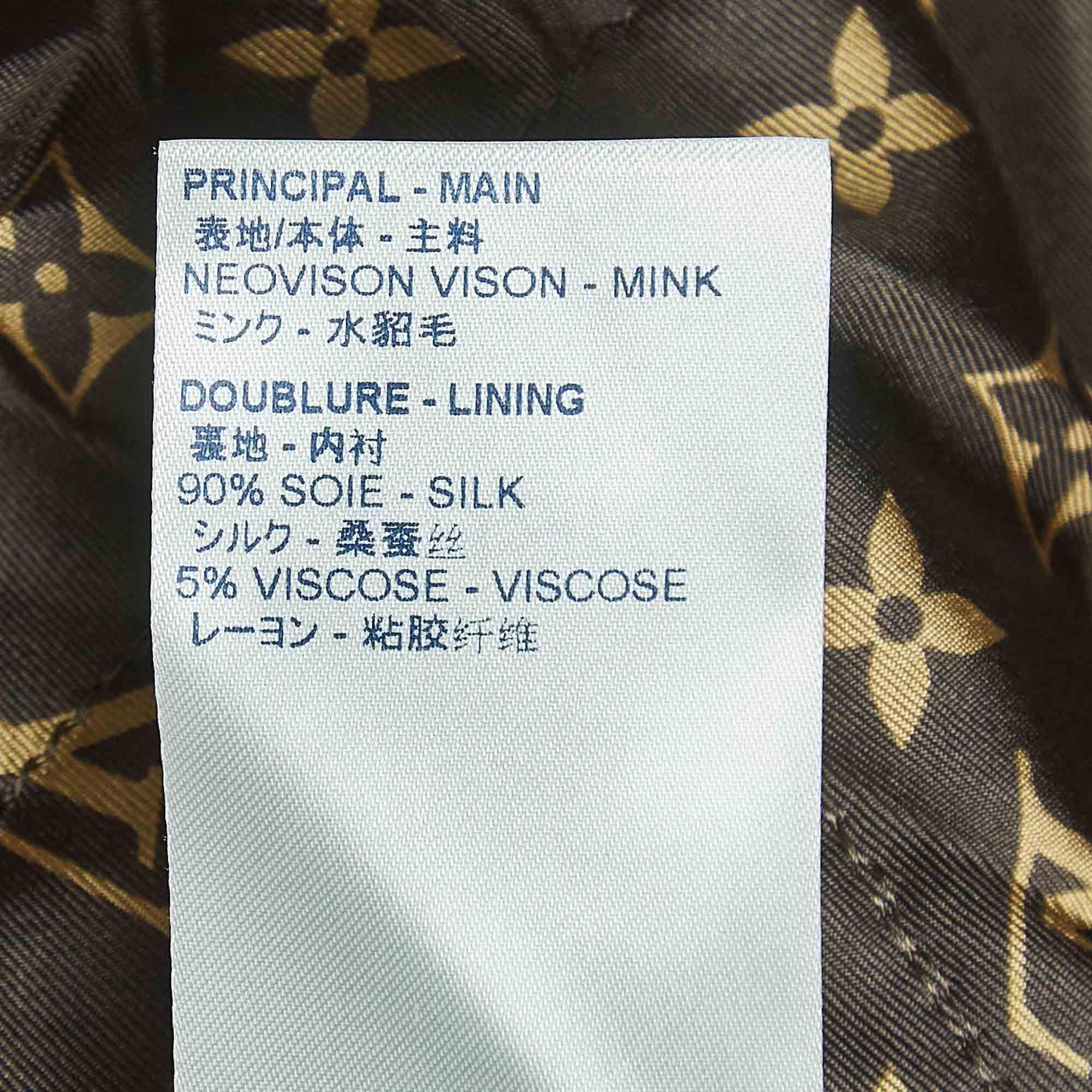 Louis Vuitton Grey Monogram Mink Fur Hooded Bomber Jacket S 1