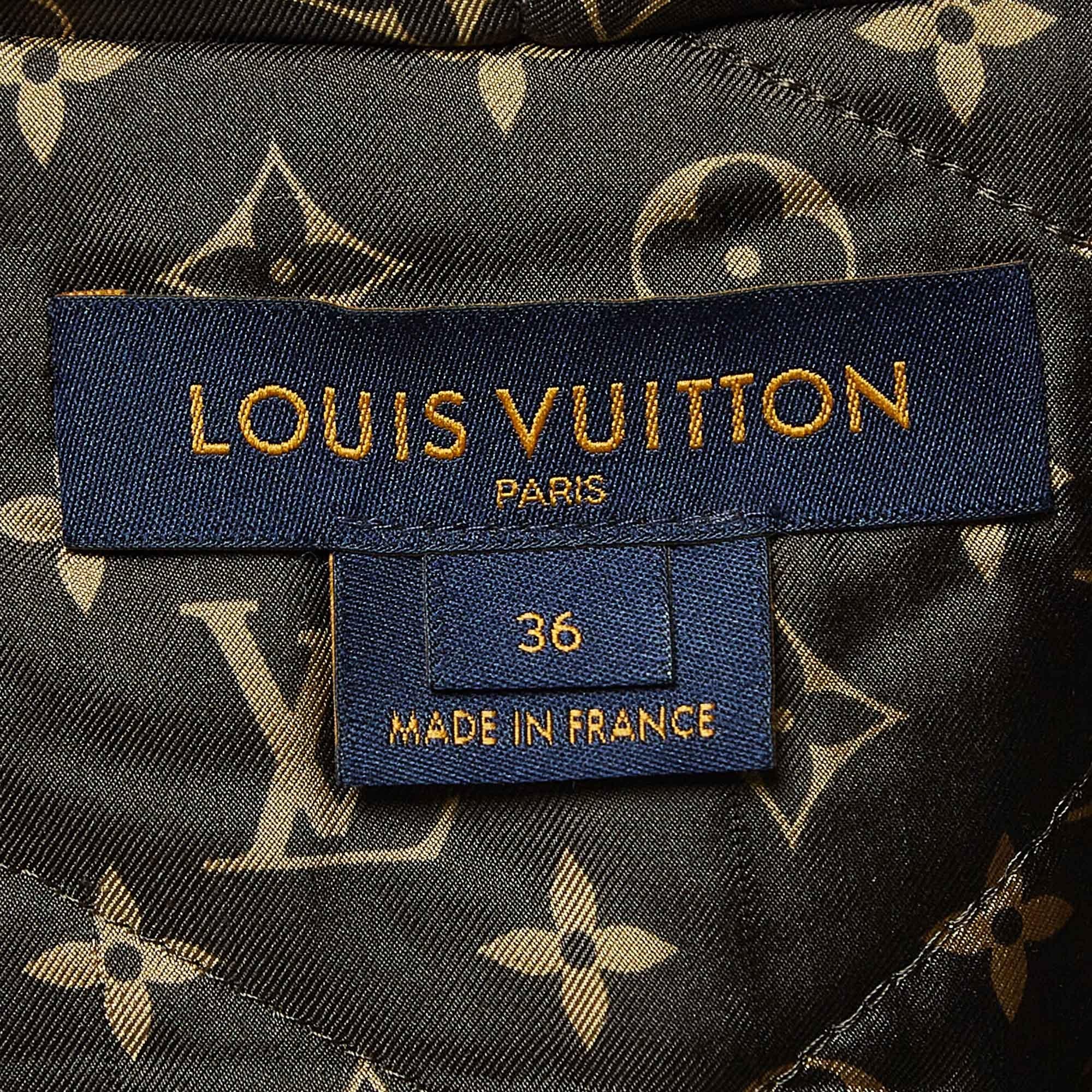 Louis Vuitton Grey Monogram Mink Fur Hooded Bomber Jacket S 2