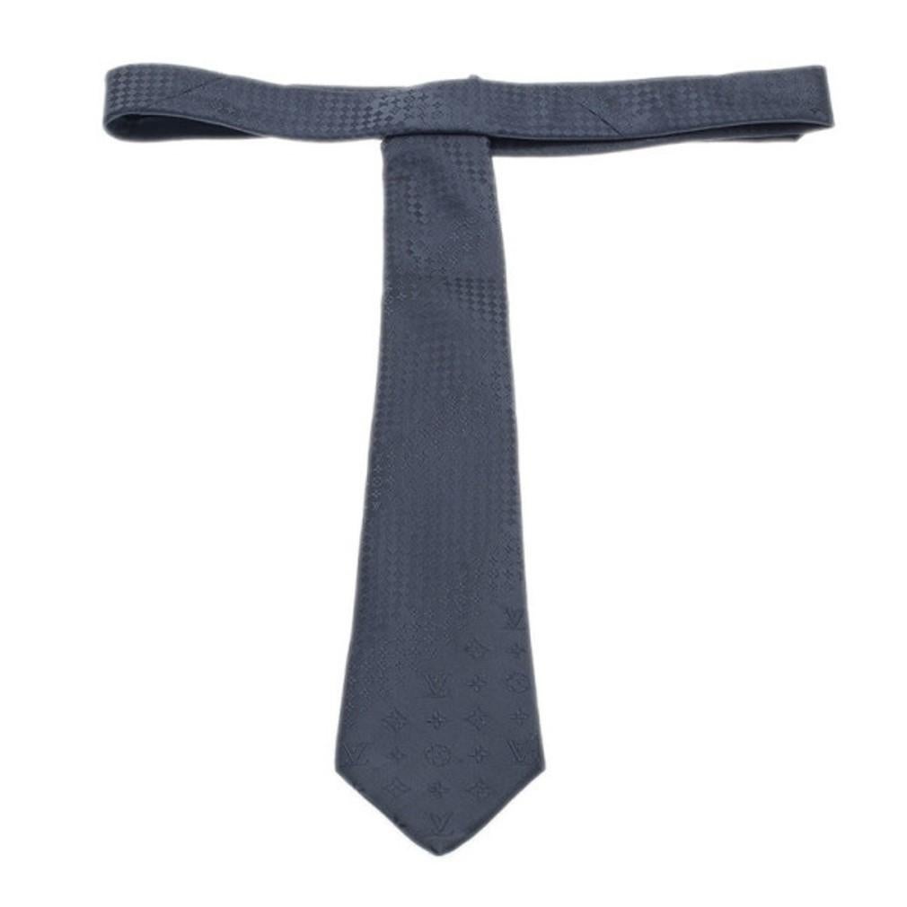 Gray Louis Vuitton Grey Monogram Mix Silk Jacquard Tie