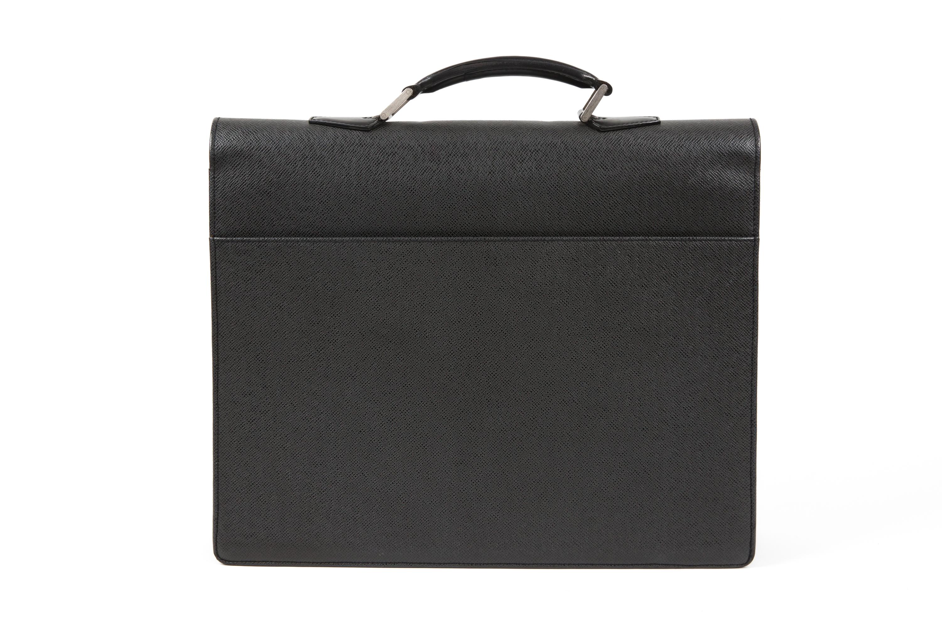 Black Louis Vuitton Grey Moscova Taiga Leather Briefcase Bag For Sale
