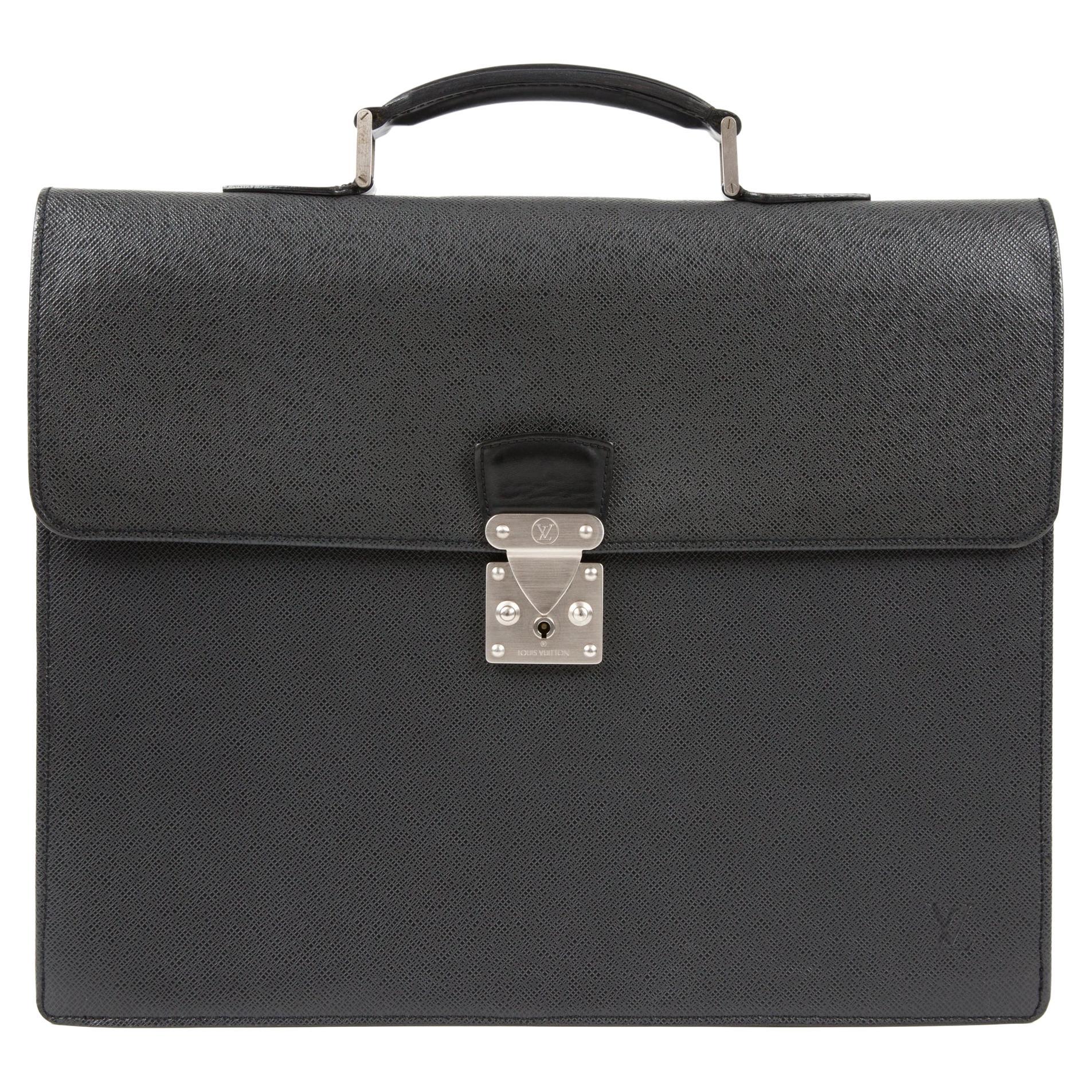 Grau Moscova Taiga Leder-Aktentasche/Tasche von Louis Vuitton