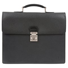 Grau Moscova Taiga Leder-Aktentasche/Tasche von Louis Vuitton