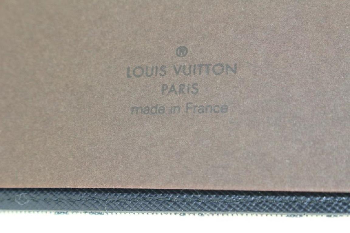 Louis Vuitton Grey Navy Mini Lin Monogram Notebook Cover GM Binder Folder For Sale 4