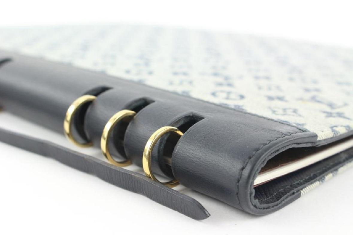 Louis Vuitton Grey Navy Mini Lin Monogram Notebook Cover GM Binder Folder 1