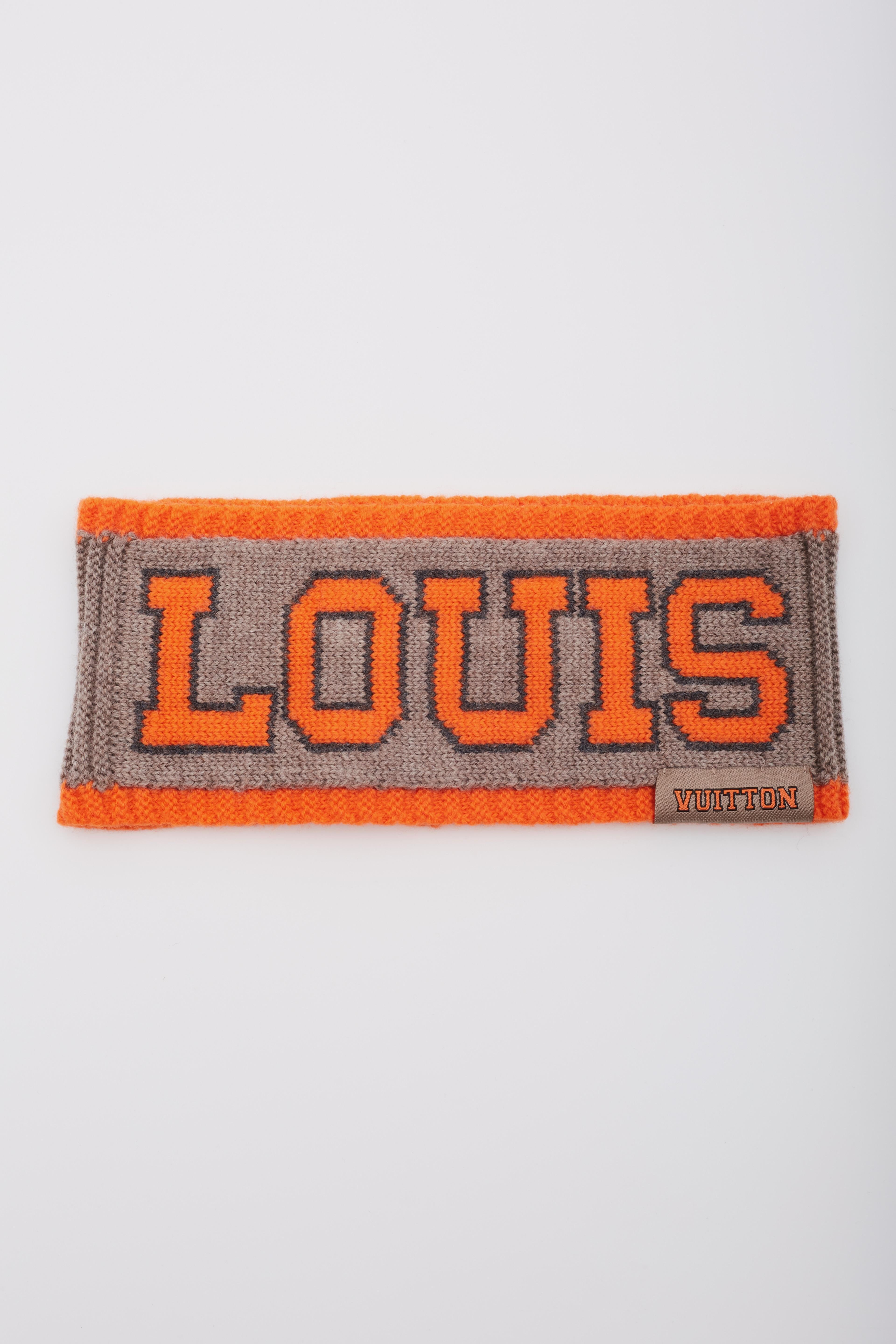 Louis Vuitton - Bandeau Louis Fluo gris orange Pour hommes en vente