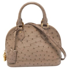 Sac BB Louis Vuitton Alma en autruche grise