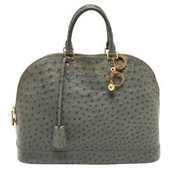 Graue Alma GM Tasche von Louis Vuitton aus Straußenleder