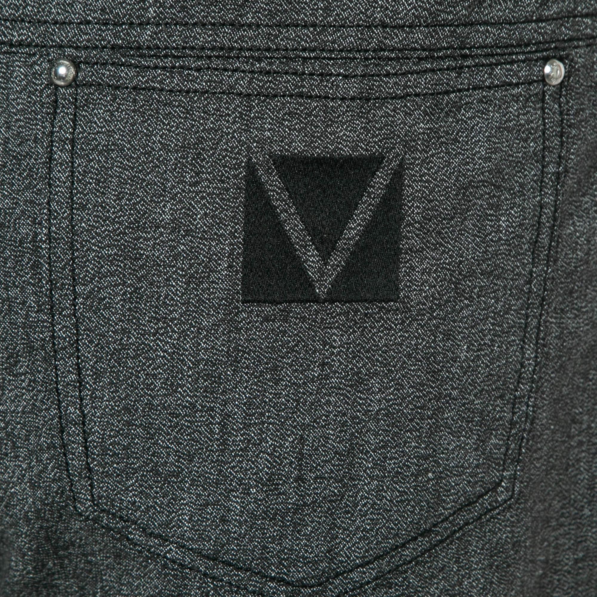 Black Louis Vuitton Grey Patterned Cotton Straight Leg Trousers XXL