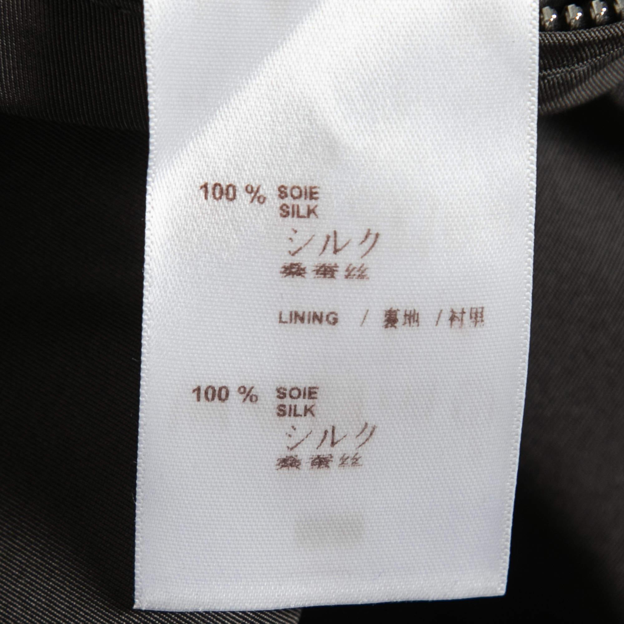 Men's Louis Vuitton Grey Plaid Silk Zip Front Reversible Jacket