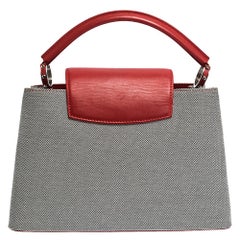 Louis Vuitton Grey/Red Canvas and Leather Capucines PM Bag