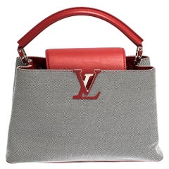 Louis Vuitton Grey/Red Canvas and Leather Capucines PM Bag