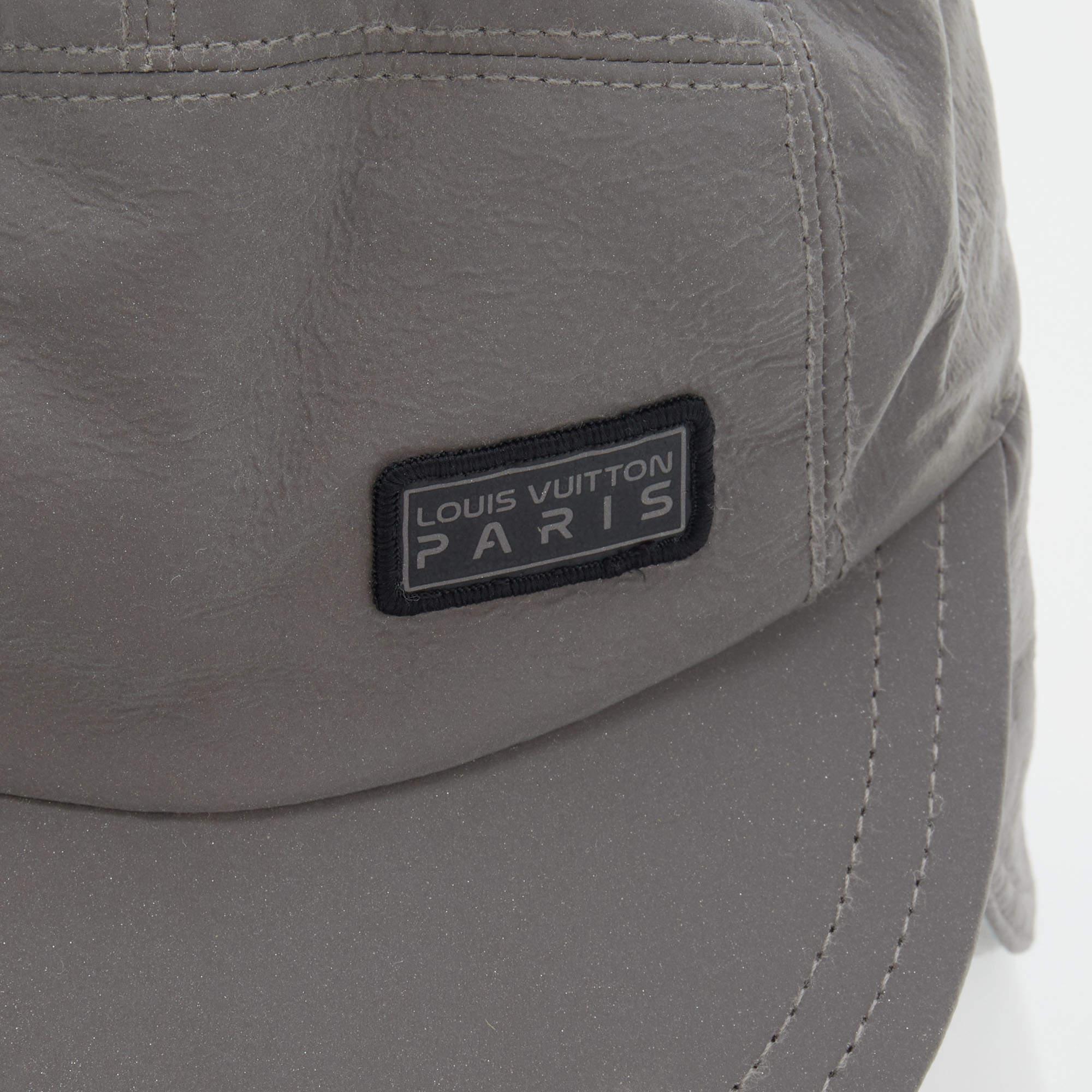 Louis Vuitton Grey Shimmer Coated Space Mission Cap In Good Condition In Dubai, Al Qouz 2