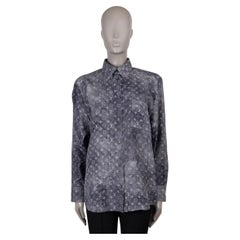 LOUIS VUITTON grey silk 2025 MONOGRAM CLOUD Blouse Shirt 40 M