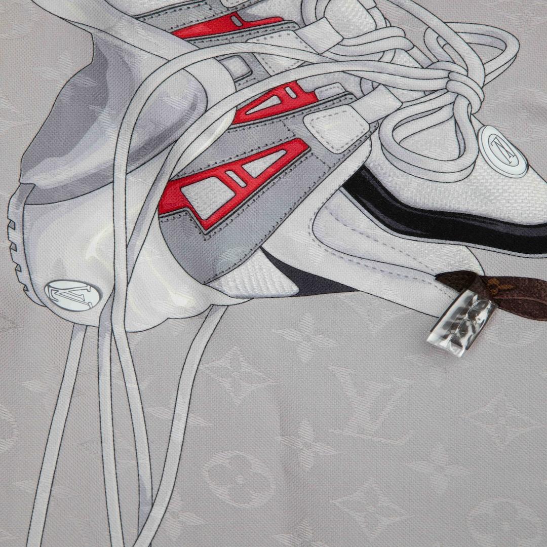 Gray Louis Vuitton Grey Silk LV Sneaker Print Scarf