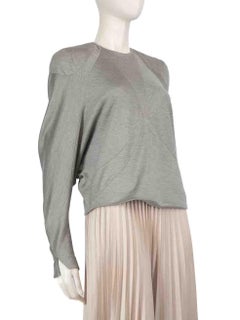 Louis Vuitton Grey Silk Shoulder Padded Crop Top Size S
