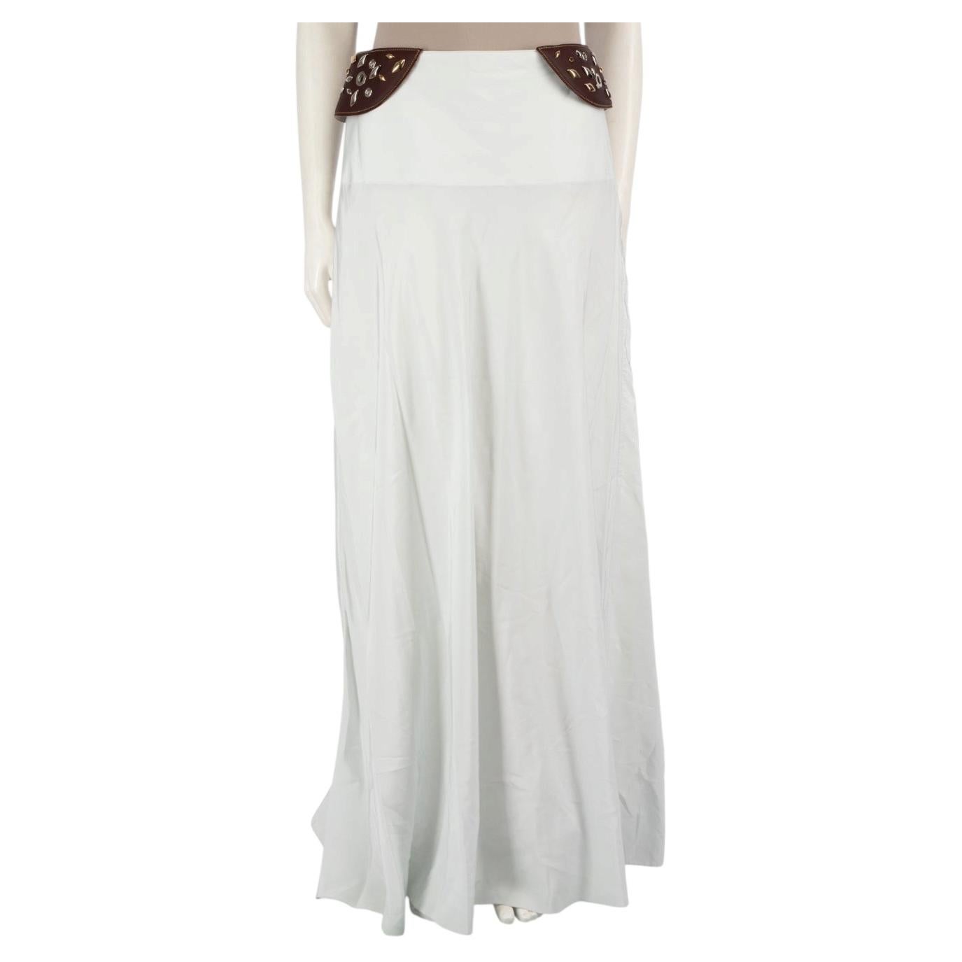 Louis Vuitton Grey Studded Leather Maxi Skirt Size M