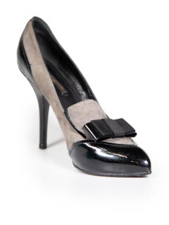 Louis Vuitton Grey Suede Bow Detail Pumps Size IT 39.5