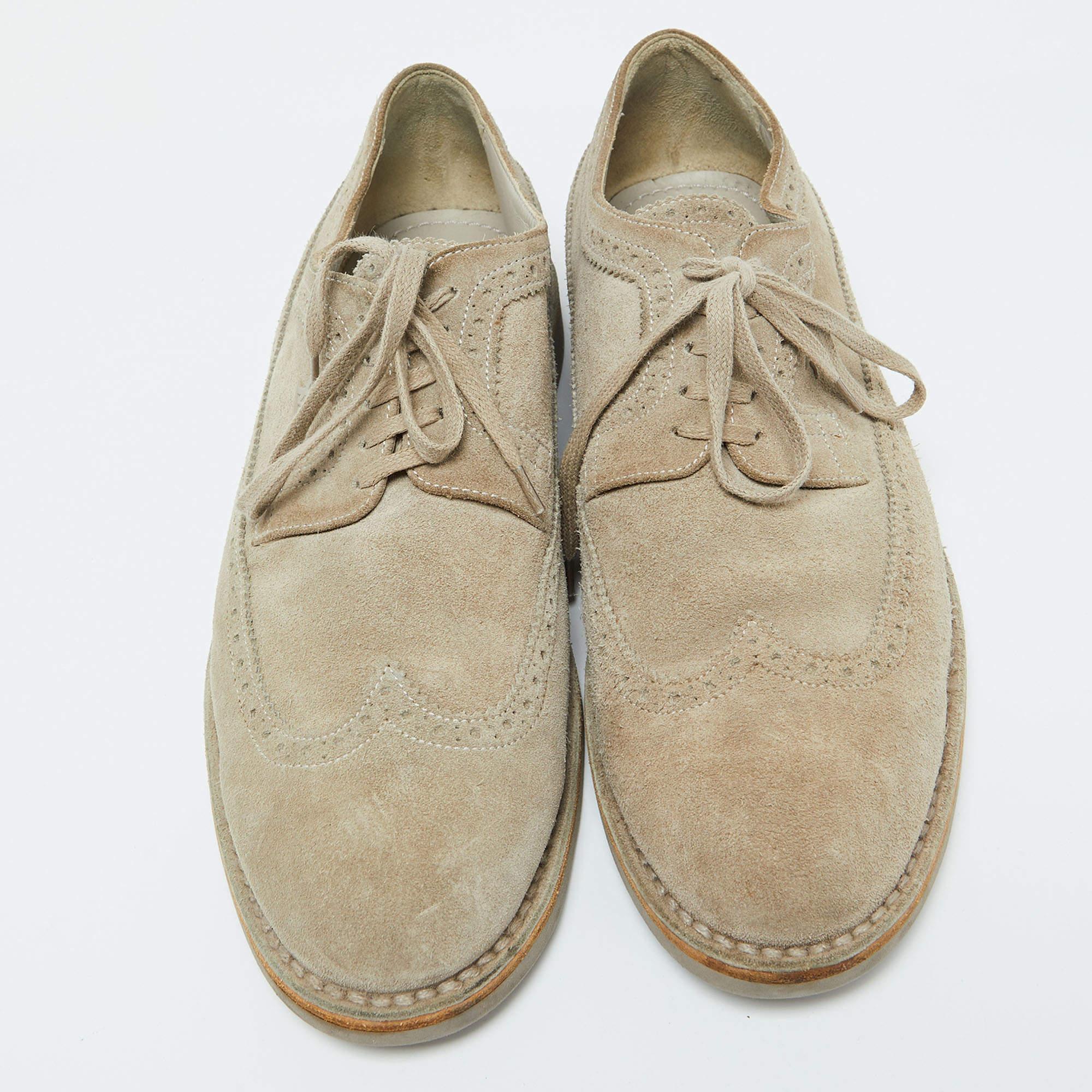 Brown Louis Vuitton Grey Suede Wingtip Brogue Detail Derby Size 41