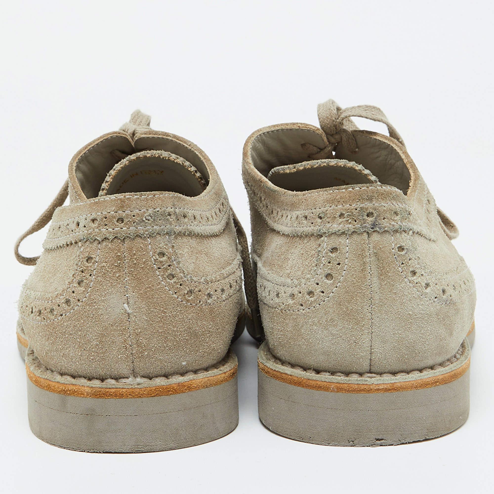 Men's Louis Vuitton Grey Suede Wingtip Brogue Detail Derby Size 41
