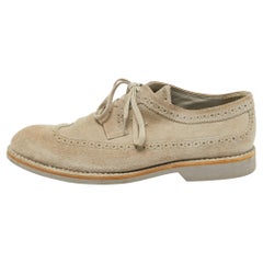 Louis Vuitton Grey Suede Wingtip Brogue Detail Derby Size 41