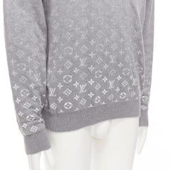 LOUIS VUITTON grey white ombre LV logo monogram crew sweatshirt L