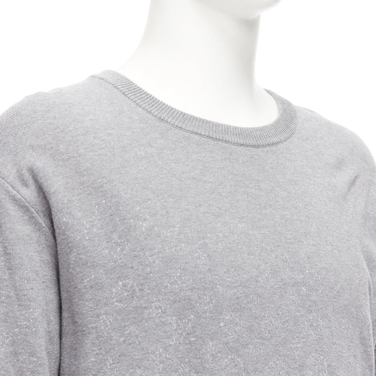LOUIS VUITTON grey white ombre LV logo monogram crew sweatshirt L For Sale 2