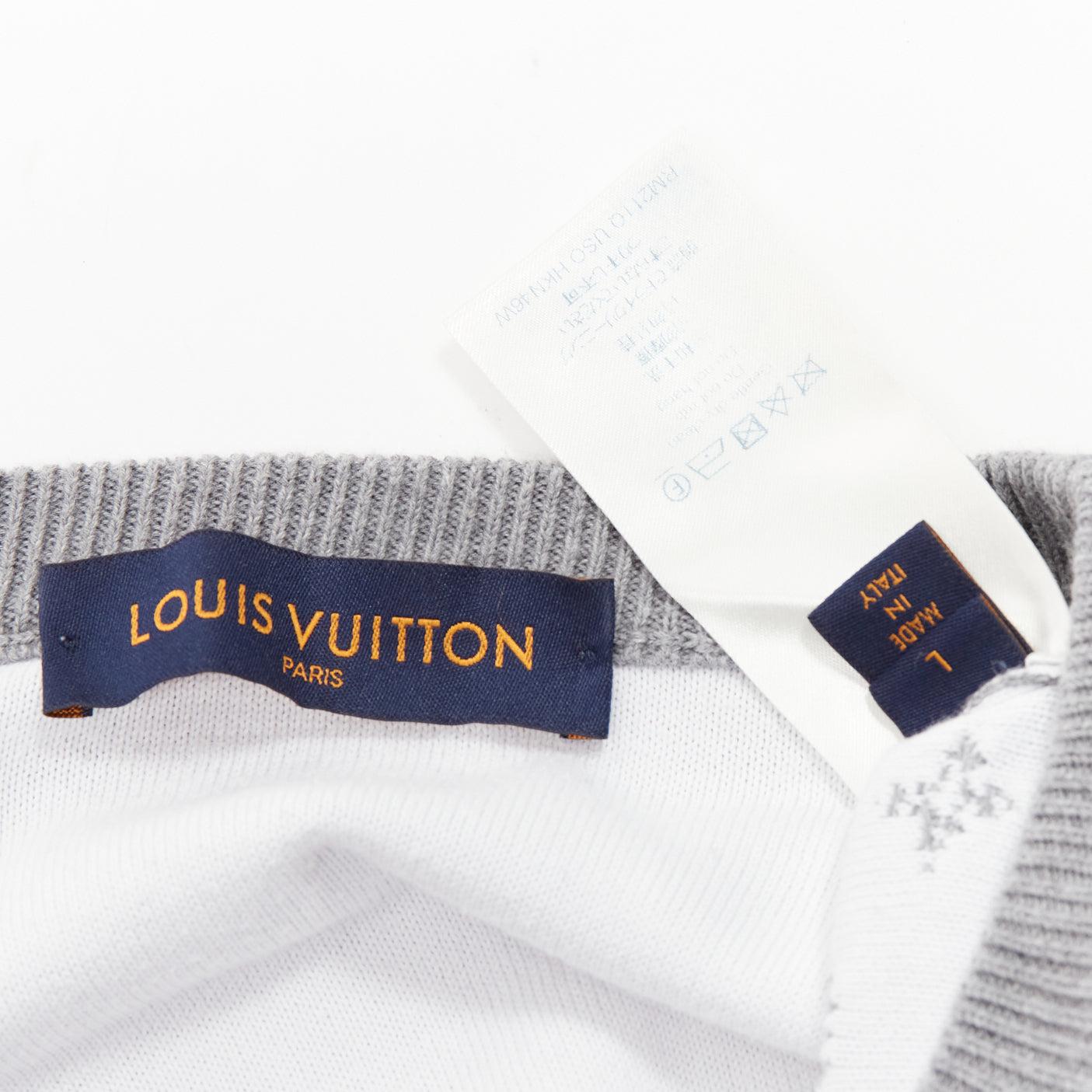LOUIS VUITTON grey white ombre LV logo monogram crew sweatshirt L For Sale 3