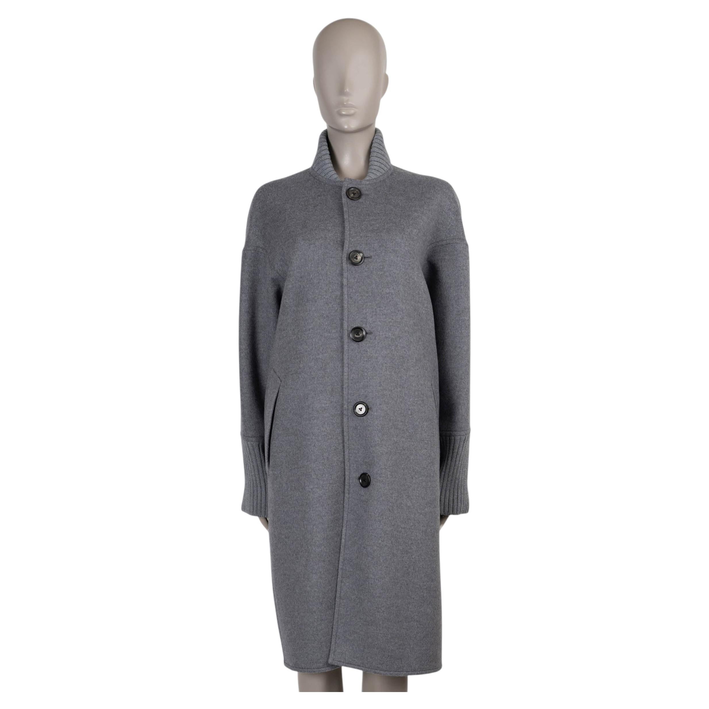 CHRISTIAN DIOR grey wool DOUBLE SIDED BELTED Coat Jacket S For