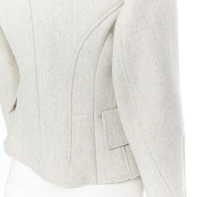 LOUIS VUITTON grey wool blend cashmere lambskin leather panels biker jacket FR36 5